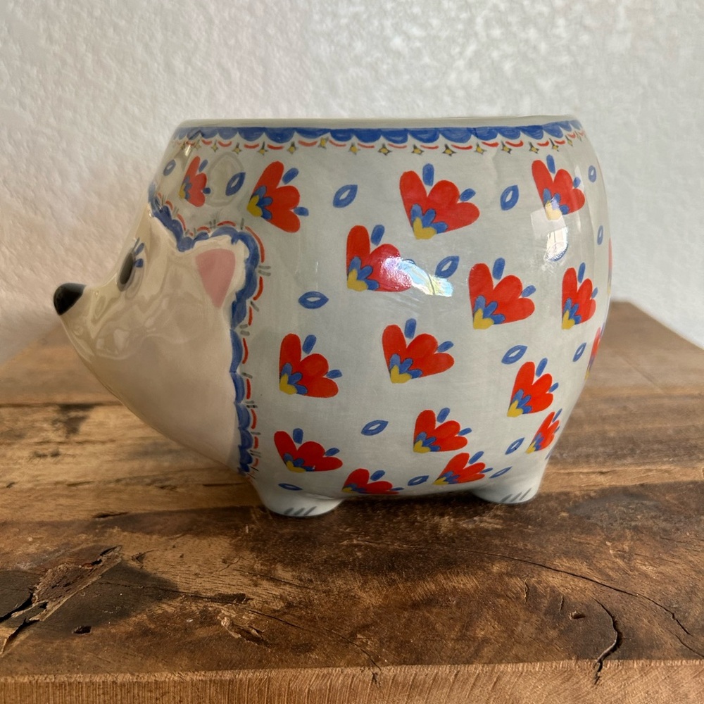 NATURAL LIFE Hedgehog Ceramic Planter Pot. NWOT - Picture 4 of 10
